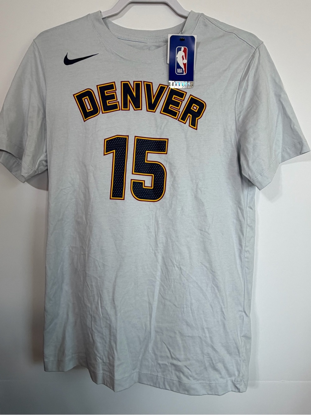 Nike Denver 15 Basketball Tee - White with Navy & Gold Accents